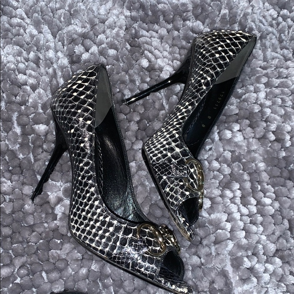 Gucci Python Open Toe Pumps - image 2